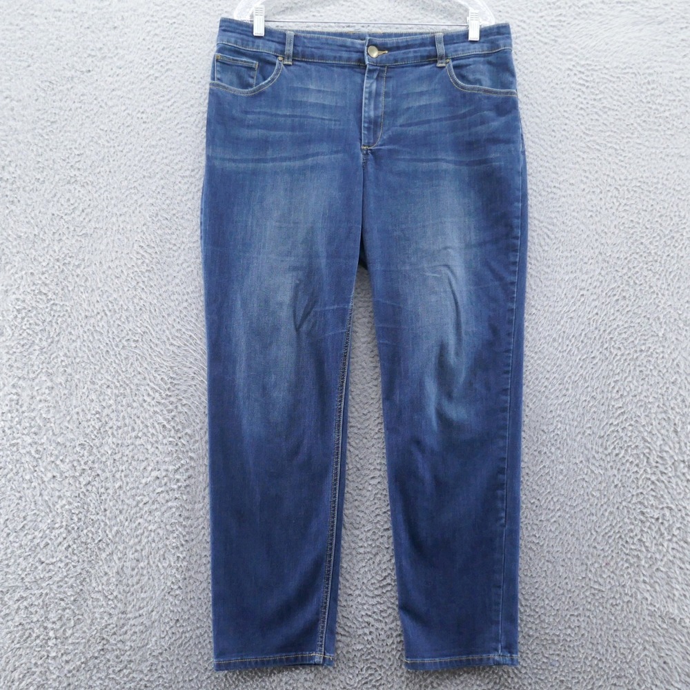 Chicos Platinum Jeans Women Size 2.5 US 14 Medium Wash Blue Straight Leg Stretch